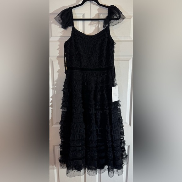 Mac Duggal Ruffle Cap Sleeve Tiered Midi Dress Style #8054 NWT - Picture 5 of 8